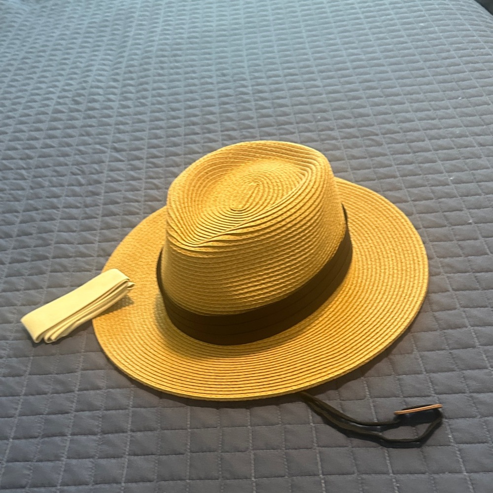 Stylish Tan Fedora Hat with Black Band